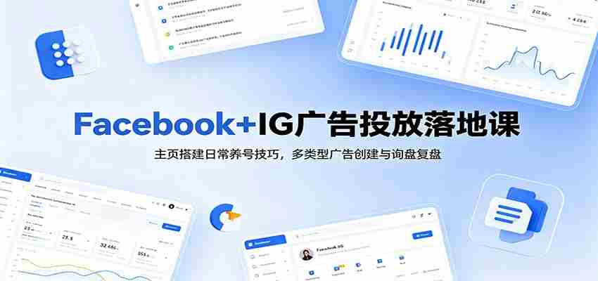 Facebook+IG广告投放落地课：主页搭建日常养号技巧，多类型广告创建与询盘复盘-金启创业网 - 网上赚钱方法教程大全 - www.jinqi6.top