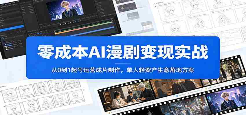 零成本AI漫剧变现实战：从0到1起号运营成片制作，单人轻资产生意落地方案-金启创业网 - 网上赚钱方法教程大全 - www.jinqi6.top