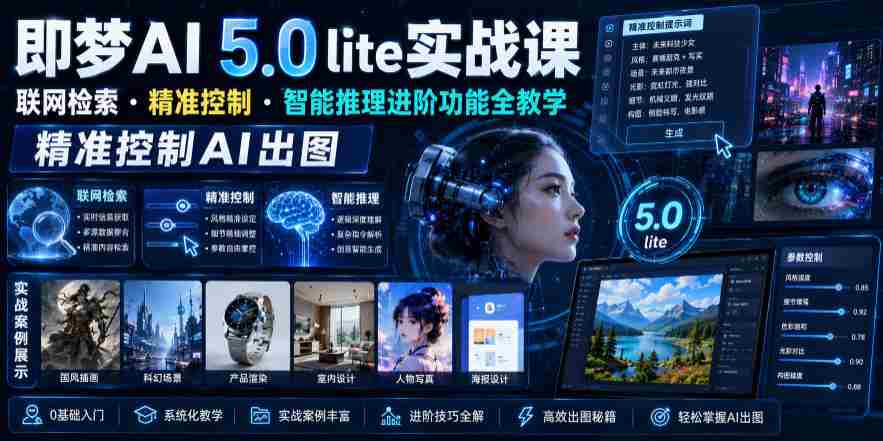 即梦AI 5.0 lite实战课，联网检索・精准控制・智能推理进阶功能全教学，精准控制AI出图-金启创业网 - 网上赚钱方法教程大全 - www.jinqi6.top