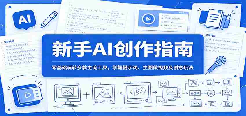 新手AI创作指南：零基础玩转多款主流工具，掌握提示词、生图做视频及创意玩法-金启创业网 - 网上赚钱方法教程大全 - www.jinqi6.top