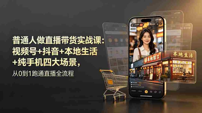 （19111期）普通人做直播带货实战课：视频号+抖音+本地生活+纯手机四大场景，从0到1跑通直播全流程-金启创业网 - 网上赚钱方法教程大全 - www.jinqi6.top
