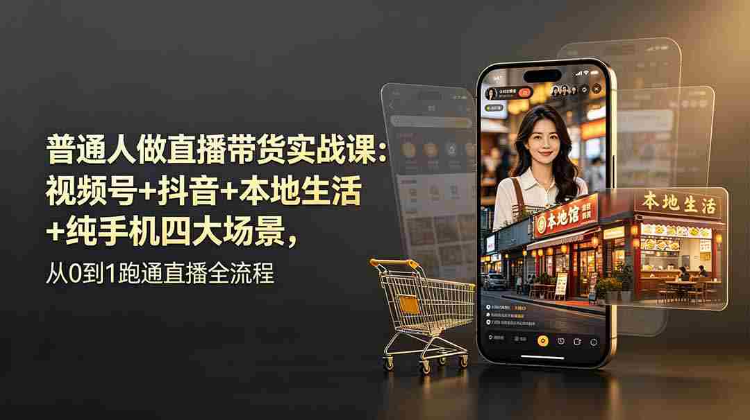 （19111期）普通人做直播带货实战课：视频号+抖音+本地生活+纯手机四大场景，从0到1跑通直播全流程-金启创业网 - 网上赚钱方法教程大全 - www.jinqi6.top