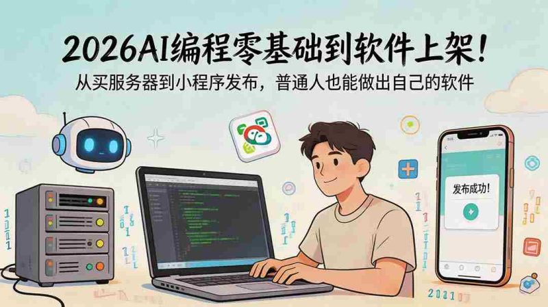 (18905期)2026AI编程零基础到软件上架!从买服务器到小程序发布,普通人也能做出自己的软件-金启创业网 - 网上赚钱方法教程大全 - www.jinqi6.top