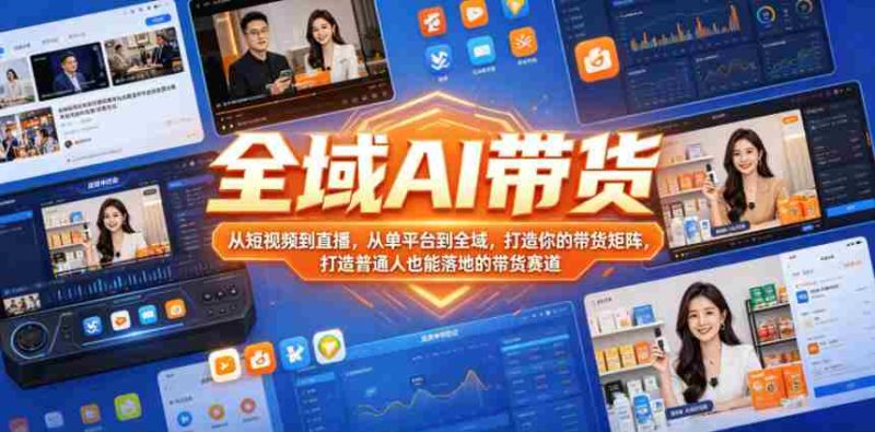 全域AI带货,从短视频到直播,从单平台到全域,打造你的带货矩阵,打造普通人也能落地的带货赛道(0610更新)-金启创业网 - 网上赚钱方法教程大全 - www.jinqi6.top