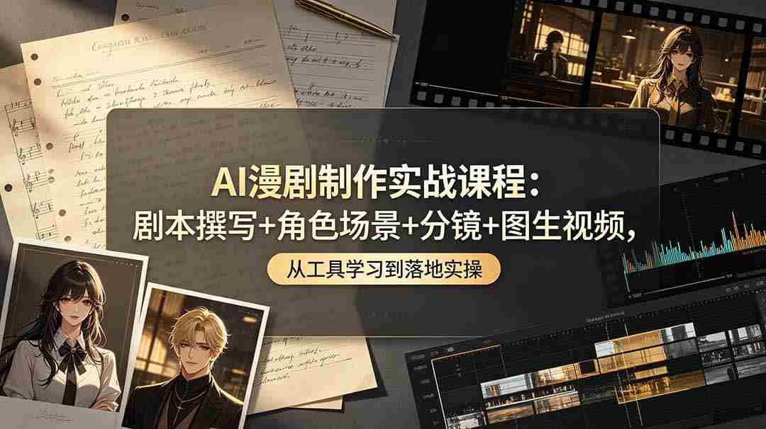 （19020期）AI漫剧制作实战课程：剧本撰写+角色场景+分镜+图生视频，从工具学习到落地实操-金启创业网 - 网上赚钱方法教程大全 - www.jinqi6.top