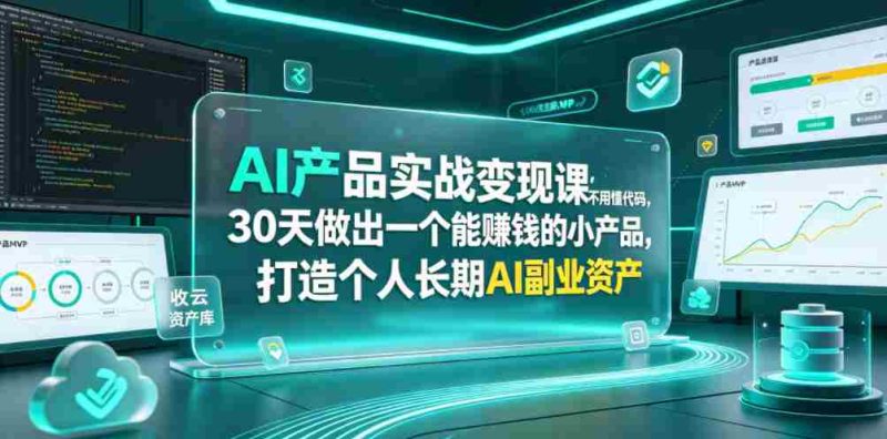 AI产品实战变现课，不用懂代码，30天做出一个能賺钱的小产品，打造个人长期AI副业资产-金启创业网 - 网上赚钱方法教程大全 - www.jinqi6.top