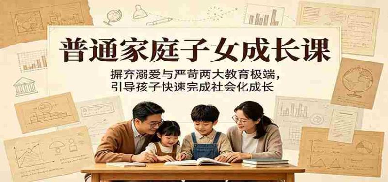 普通家庭子女成长课：摒弃溺爱与严苛两大教育极端，引导孩子快速完成社会化成长-金启创业网 - 网上赚钱方法教程大全 - www.jinqi6.top