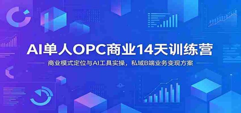AI单人OPC商业14天训练营：商业模式定位与AI工具实操，私域B端业务变现方案-金启创业网 - 网上赚钱方法教程大全 - www.jinqi6.top