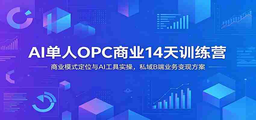 AI单人OPC商业14天训练营：商业模式定位与AI工具实操，私域B端业务变现方案-金启创业网 - 网上赚钱方法教程大全 - www.jinqi6.top