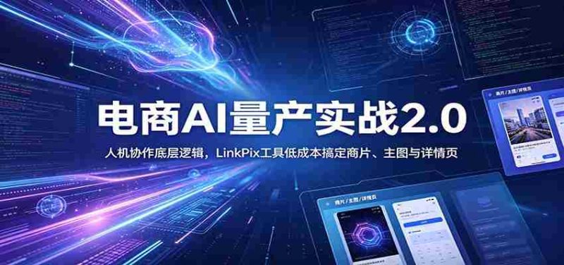 电商人AI量产实战2.0：人机协作底层逻辑，LinkPix工具低成本搞定商片、主图与详情页-金启创业网 - 网上赚钱方法教程大全 - www.jinqi6.top