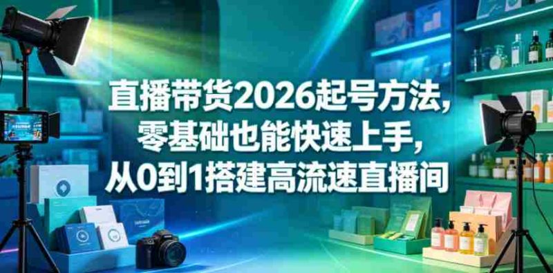直播带货2026起号方法,零基础也能快速上手,从0到1搭建高流速直播间-金启创业网 - 网上赚钱方法教程大全 - www.jinqi6.top