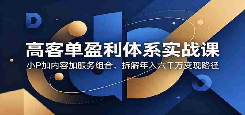 高客单盈利体系实战课：小P加内容加服务组合，拆解年入六千万变现路径-金启创业网 - 网上赚钱方法教程大全 - www.jinqi6.top
