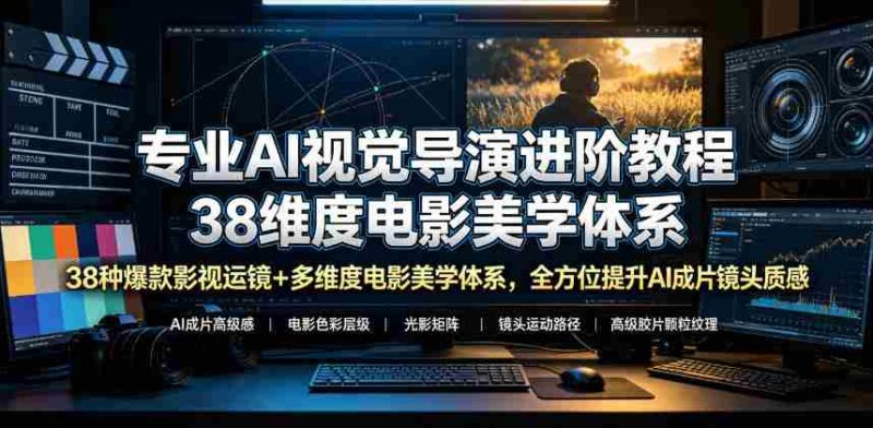 专业AI视觉导演进阶教程，38种爆款影视运镜+多维度电影美学体系，全方位提升AI成片高级感与镜头质感-金启创业网 - 网上赚钱方法教程大全 - www.jinqi6.top