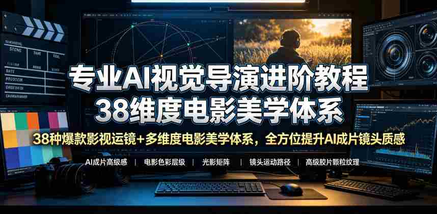 专业AI视觉导演进阶教程，38种爆款影视运镜+多维度电影美学体系，全方位提升AI成片高级感与镜头质感-金启创业网 - 网上赚钱方法教程大全 - www.jinqi6.top