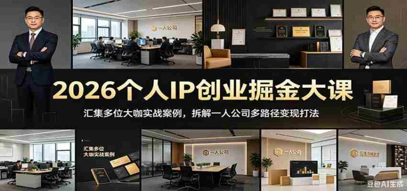 2026个人IP创业掘金大课：汇集多位大咖实战案例，拆解一人公司多路径变现打法-金启创业网 - 网上赚钱方法教程大全 - www.jinqi6.top