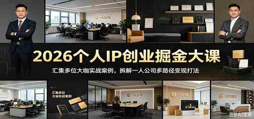 2026个人IP创业掘金大课：汇集多位大咖实战案例，拆解一人公司多路径变现打法-金启创业网 - 网上赚钱方法教程大全 - www.jinqi6.top