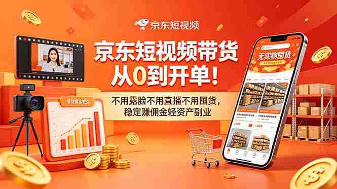 （18895期）京东短视频带货从0到开单！不用露脸不用直播不用囤货，稳定赚佣金轻资产副业-金启创业网 - 网上赚钱方法教程大全 - www.jinqi6.top