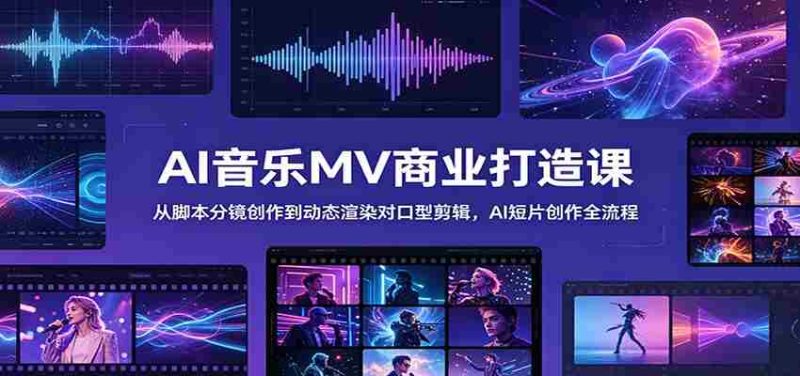 AI音乐MV商业打造课:从脚本分镜创作到动态渲染对口型剪辑,AI短片创作全流程-金启创业网 - 网上赚钱方法教程大全 - www.jinqi6.top