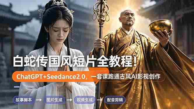 （18737期）白蛇传-国风短片全教程！ChatGPT+Seedance2.0，一套课跑通古风AI影视创作-金启创业网 - 网上赚钱方法教程大全 - www.jinqi6.top