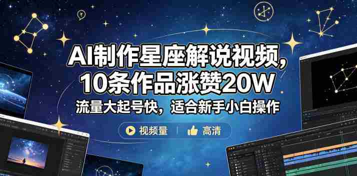 AI制作星座解说视频,10条作品涨赞20W,流量大起号快,适合新手小白操作-金启创业网 - 网上赚钱方法教程大全 - www.jinqi6.top
