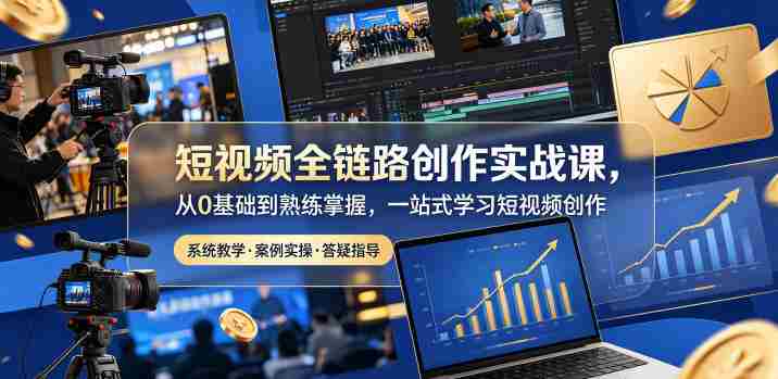 短视频全链路创作实战课,从0基础到熟练掌握,一站式学习短视频创作-金启创业网 - 网上赚钱方法教程大全 - www.jinqi6.top