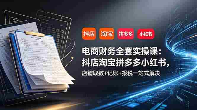 （19001期）电商财务全套实操课：抖店淘宝拼多多小红书，店铺取数+记账+报税一站式解决-金启创业网 - 网上赚钱方法教程大全 - www.jinqi6.top