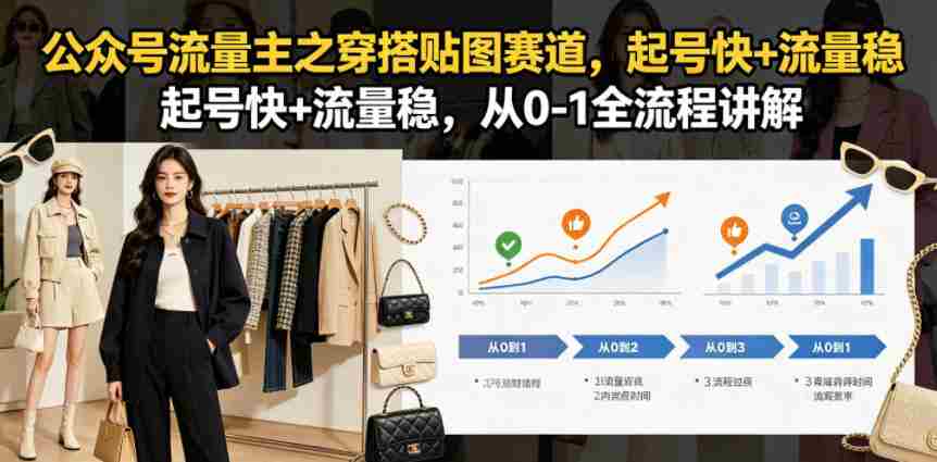 公众号流量主之穿搭贴图赛道，起号快+流量稳，从0-1全流程讲解-金启创业网 - 网上赚钱方法教程大全 - www.jinqi6.top