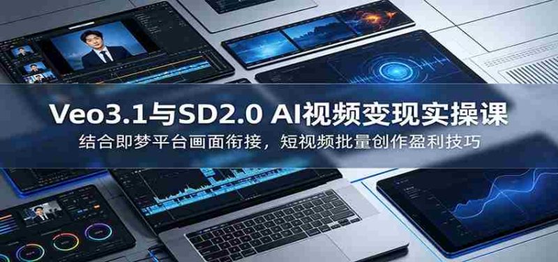 Veo3.1与SD2.0 AI视频变现实操课课:结合即梦平台画面衔接,短视频批量创作盈利技巧-金启创业网 - 网上赚钱方法教程大全 - www.jinqi6.top