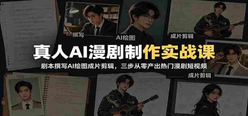 真人AI漫剧制作实战课：剧本撰写AI绘图成片剪辑，三步从零产出热门漫剧短视频-金启创业网 - 网上赚钱方法教程大全 - www.jinqi6.top