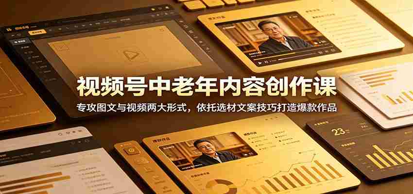 视频号中老年内容创作课：专攻图文与视频两大形式，依托选材文案技巧打造爆款作品-金启创业网 - 网上赚钱方法教程大全 - www.jinqi6.top
