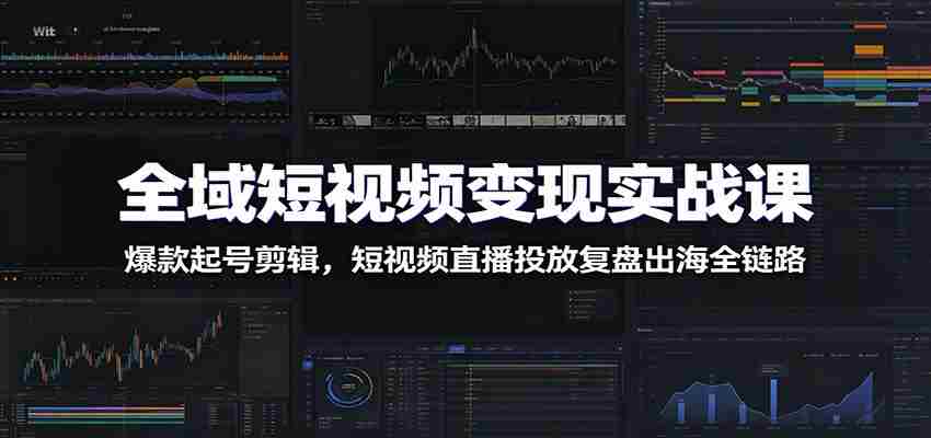 全域短视频变现实战课：爆款起号剪辑，短视频直播投放复盘出海全链路-金启创业网 - 网上赚钱方法教程大全 - www.jinqi6.top