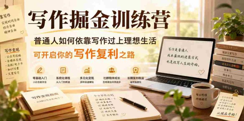 写作掘金训练营,普通人如何依靠写作过上理想生活,可开启你的写作复利之路(更新6月)-金启创业网 - 网上赚钱方法教程大全 - www.jinqi6.top