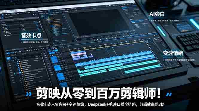 (18867期)剪映从零到百万剪辑师!音效卡点+AI旁白+变速情绪,Deepseek+剪映口播全链路,剪辑效率翻3倍-金启创业网 - 网上赚钱方法教程大全 - www.jinqi6.top