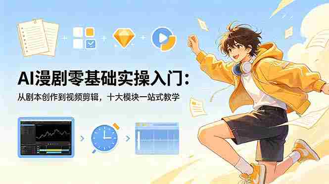 (18812期)AI漫剧零基础实操入门:从剧本创作到视频剪辑,十大模块一站式教学-金启创业网 - 网上赚钱方法教程大全 - www.jinqi6.top