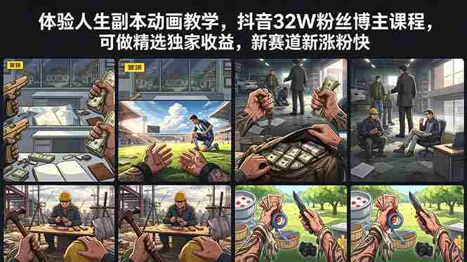 (18826期)体验人生副本动画教学, 抖音32W粉丝博主课程,可做精选独家收益,新赛道新涨粉快-金启创业网 - 网上赚钱方法教程大全 - www.jinqi6.top