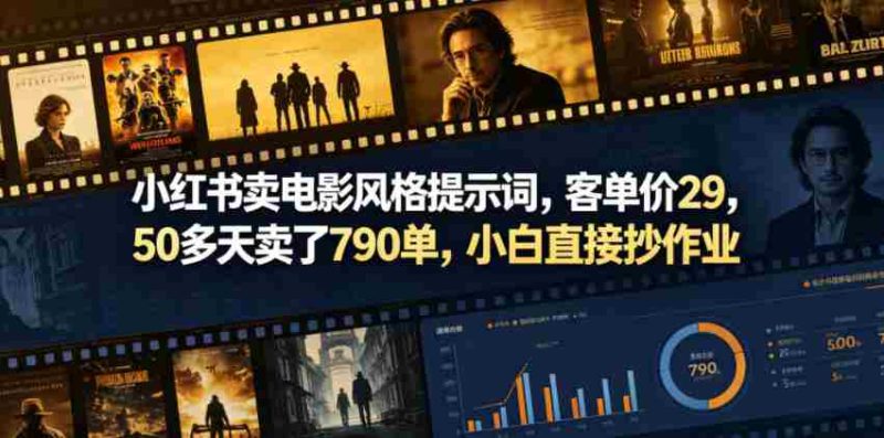 小红书卖电影风格提示词，客单价29，50多天卖了790单，小白直接抄作业！-金启创业网 - 网上赚钱方法教程大全 - www.jinqi6.top