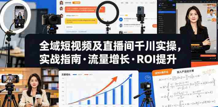 全域短视频及直播间千川实操,实战指南·流量增长·ROI提升(更新)-金启创业网 - 网上赚钱方法教程大全 - www.jinqi6.top