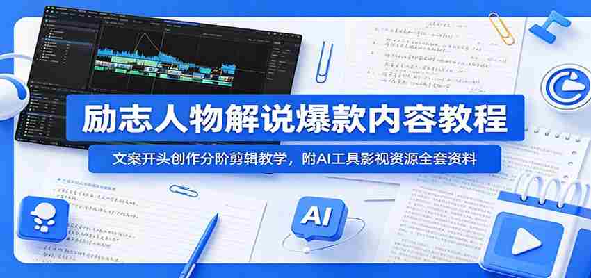 励志人物解说爆款内容教程：文案开头创作分阶剪辑教学，附AI 工具影视资源全套资料-金启创业网 - 网上赚钱方法教程大全 - www.jinqi6.top