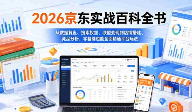 2026京东实战百科全书,从数据复盘、搜索权重、联盟变现到店铺搭建、竞品分析,零基础也能全面精通平台玩法-金启创业网 - 网上赚钱方法教程大全 - www.jinqi6.top