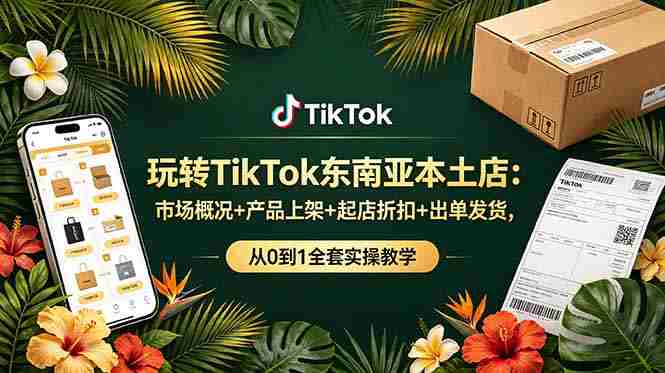 （19045期）玩转TikTok东南亚本土店：市场概况+产品上架+起店折扣+出单发货，从0到1全套实操教学-金启创业网 - 网上赚钱方法教程大全 - www.jinqi6.top