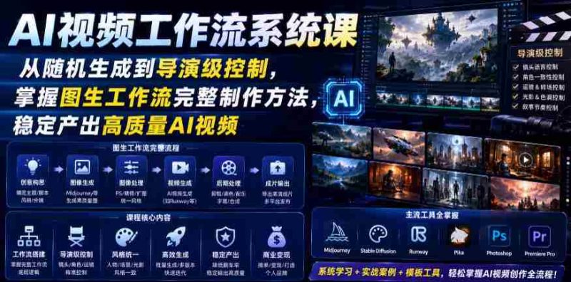 AI视频工作流系统课，从随机生成到导演级控制，掌握图生工作流完整制作方法，稳定产出高质量AI视频-金启创业网 - 网上赚钱方法教程大全 - www.jinqi6.top