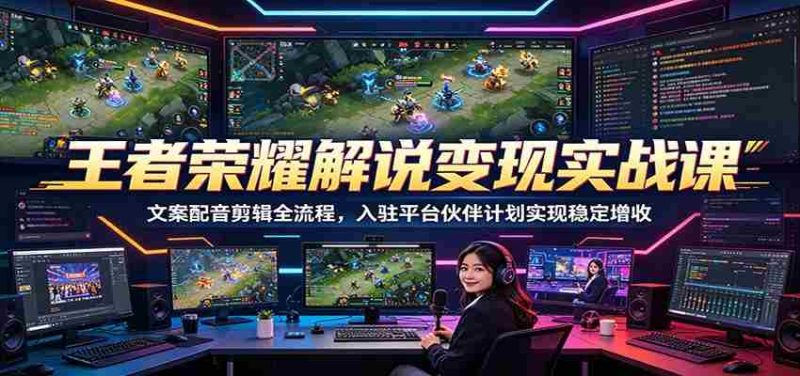 王者荣耀解说变现实战课：文案配音剪辑全流程，入驻平台伙伴计划实现稳定增收-金启创业网 - 网上赚钱方法教程大全 - www.jinqi6.top