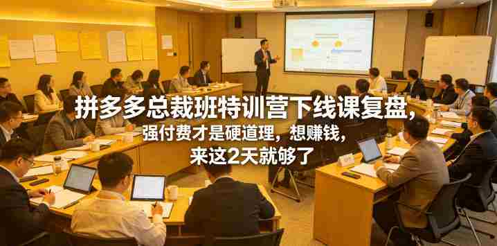 拼多多总裁班特训营下线课复盘，强付费才是硬道理，想賺钱，来这2天就够了-金启创业网 - 网上赚钱方法教程大全 - www.jinqi6.top