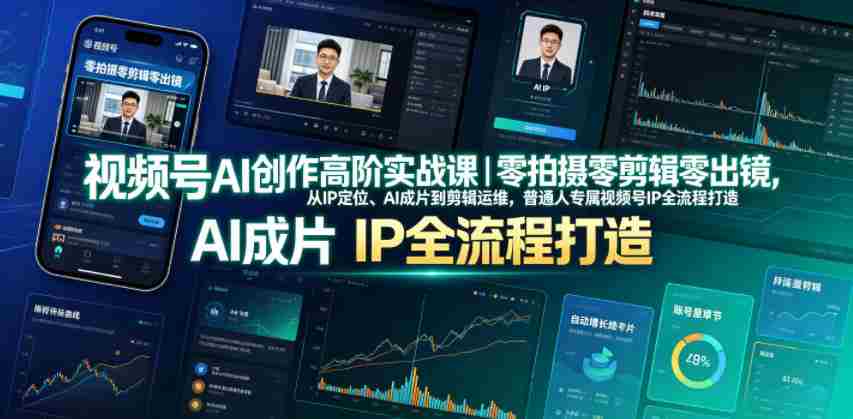 视频号AI创作高阶实战课｜零拍摄零剪辑零出镜，从IP定位、AI成片到剪辑运维，普通人专属视频号IP全流程打造-金启创业网 - 网上赚钱方法教程大全 - www.jinqi6.top