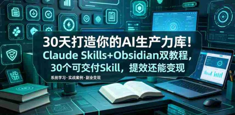 30天打造你的AI生产力库！Claude Skills+Obsidian 双教程，30 个可交付 Skill，提效还能变现-金启创业网 - 网上赚钱方法教程大全 - www.jinqi6.top