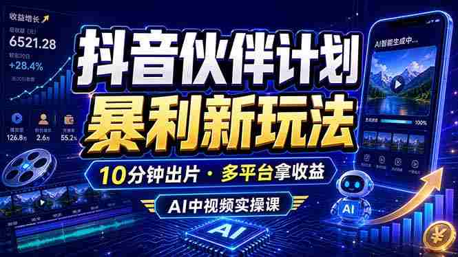 (18869期)抖音伙伴计划最新玩法,无需配音剪辑,10分钟出一条原创视频,轻松日入三位数-金启创业网 - 网上赚钱方法教程大全 - www.jinqi6.top
