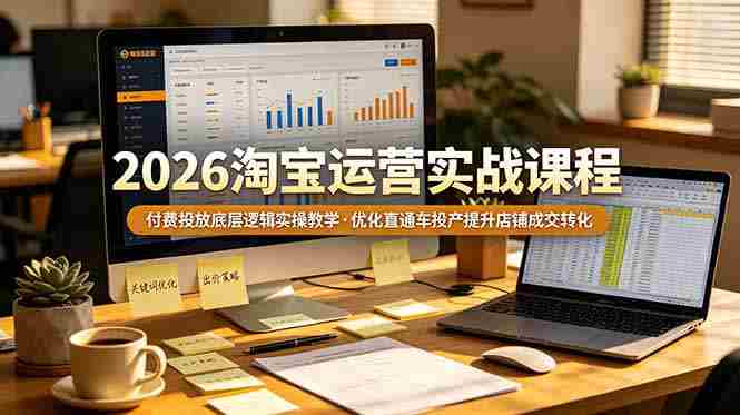 （19075期）2026 淘宝运营实战课程，付费投放底层逻辑实操教学，优化直通车投产提升店铺成交转化-金启创业网 - 网上赚钱方法教程大全 - www.jinqi6.top