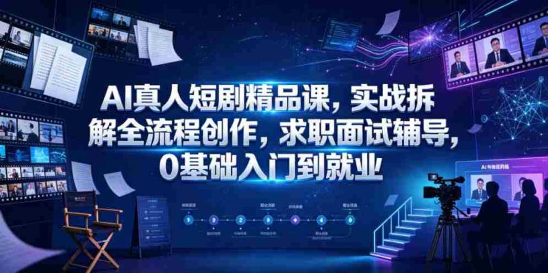 AI真人短剧精品课，实战拆解全流程创作，求职面试辅导，0基础入门到就业-金启创业网 - 网上赚钱方法教程大全 - www.jinqi6.top