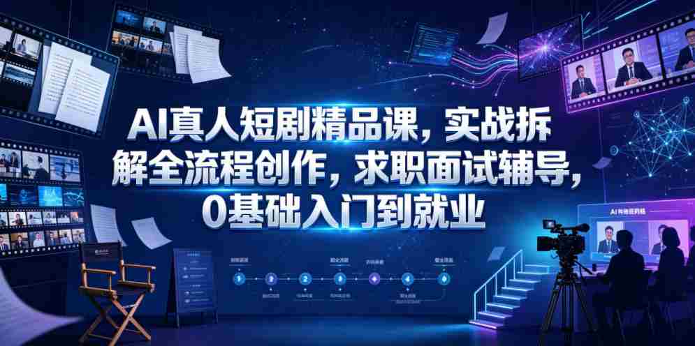 AI真人短剧精品课，实战拆解全流程创作，求职面试辅导，0基础入门到就业-金启创业网 - 网上赚钱方法教程大全 - www.jinqi6.top