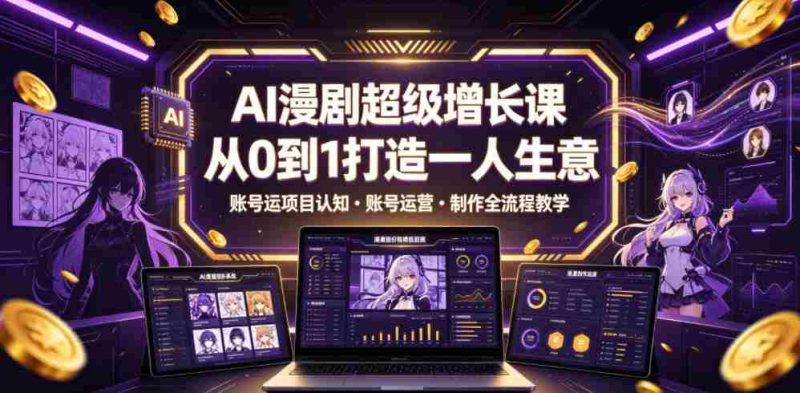 AI漫剧超级增长课，从0到1打造一人生意，项目认知・账号运营・制作全流程教学-金启创业网 - 网上赚钱方法教程大全 - www.jinqi6.top